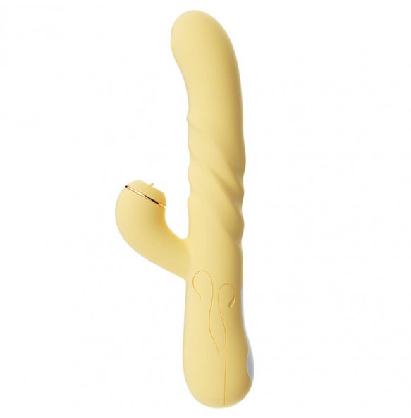 MizzZee - Sucking Retractable Rotating Heating Massager Vibrator (Chargeable - Yellow)